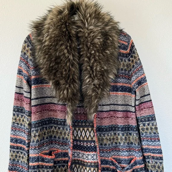 ANTHROPOLOGIE Angel of the North wool faux fur Small sweater coat cardigan M - Picture 3 of 13
